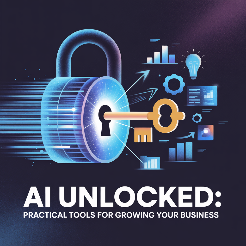 AI Unlocked logo — a glowing padlock unlocked by an amber key